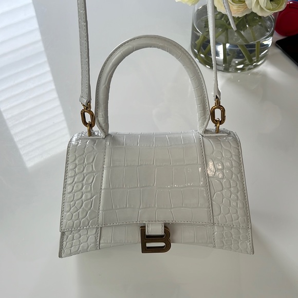 Balenciaga hourglass croc-embossed top handle bag - Picture 1 of 7